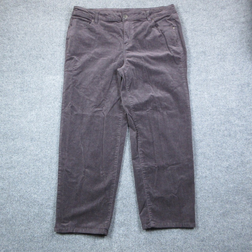 Avenue Denim Corduroy Pants Womens 16P Purple Straight Leg Stretch Dark Academia
